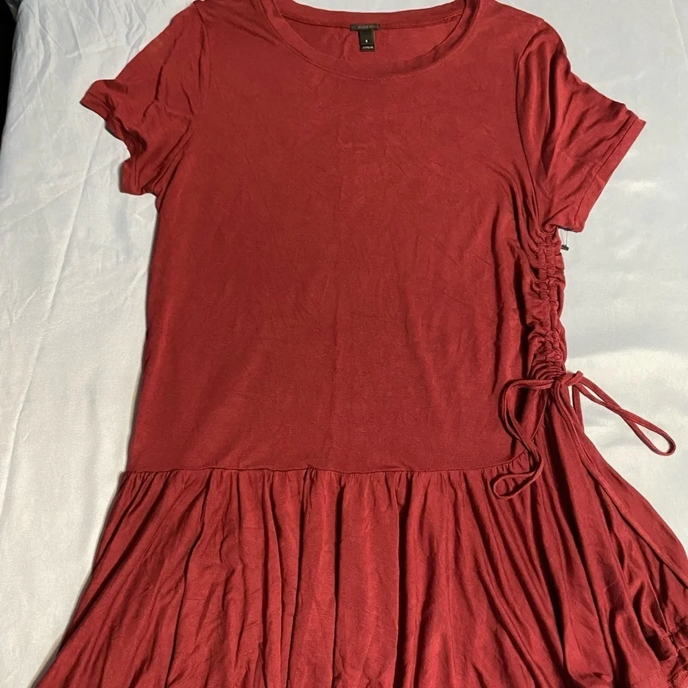 NWOT .. J. Crew Red Ruffled Short Sleeve Tunic
